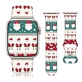 SIBOYL Christmas Silicone Band fits Apple Watch 38mm/40mm/41mm/(42mm Series 10), Modern Christmas Apple Watch Band for Women & Men, Red