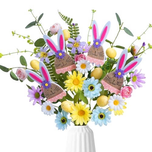 Easter-Decor-Wildflower-4pcs-Artificial-Easter-Egg-Picks-with-Rabbit-Faux-Silk-Sprays-Stems-Daisy-Bunch-Fake-Spring-Floral-Arrangements-for-Home-Centerpiece-Vase-Windowsill-Decor-and-Celebration Easter Decor Wildflower 4pcs Artificial Easter Egg Picks with Rabbit Faux Silk Sprays Stems Daisy Bunch Fake Spring Floral Arrangements for Home Centerpiece Vase Windowsill Decor and Celebration