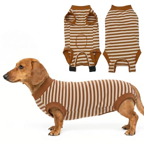 Image of Dog Surgery Recovery Suit Spay Recovery Onesie for Female Male Dogs | Soft,Breathable,Anti-Licking,Post-Op,Surgical Suit,for Abdominal Wounds,Alternative to E-Collar Cone,for Large Pets Brown XL