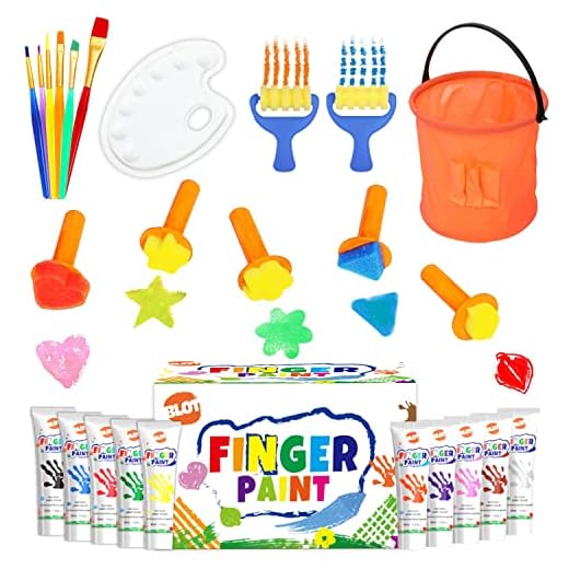 BLOT Pintura de Dedos para Niños Lavable Juego de Pintura para Dedos No Tóxicas con Pincel Esponja Paleta para Niños Infantes Escuela Jardín Aprendizaje Temprano