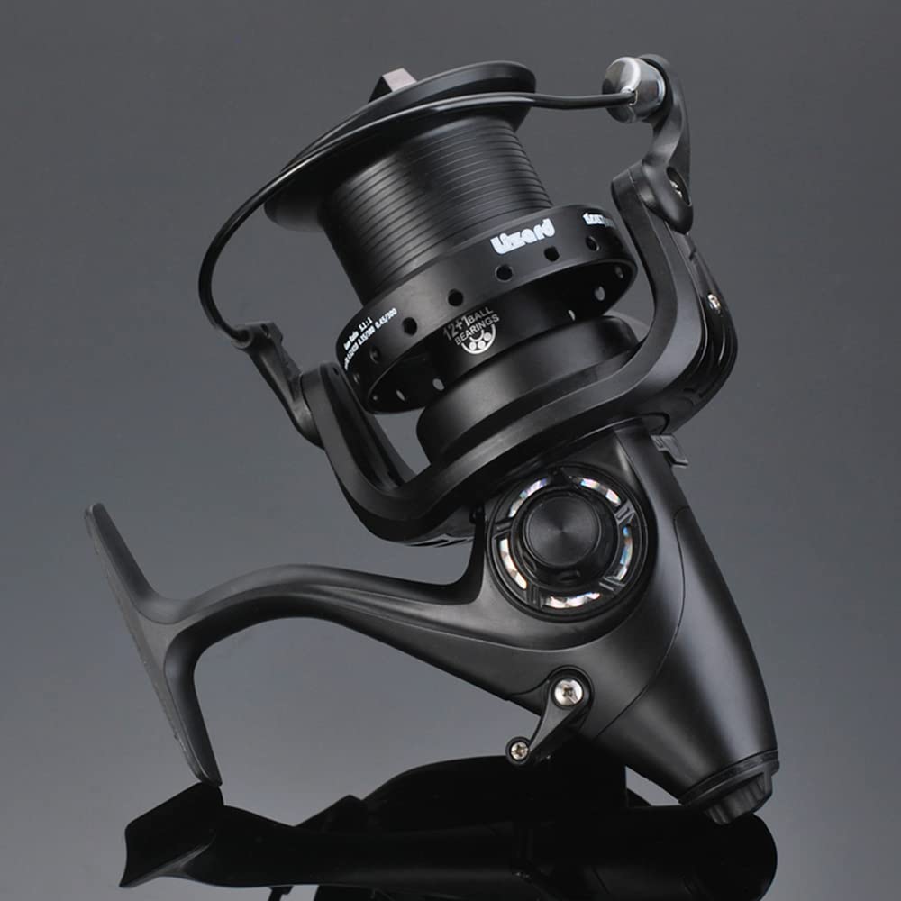 HUIOP Moulinet rotatif 12 + 1 BB avec moulinet de pêche à la carpe double avant et arrière gauche droite interchangeable pour eau salée d'eau douce, moulinet de pêche interchangeable