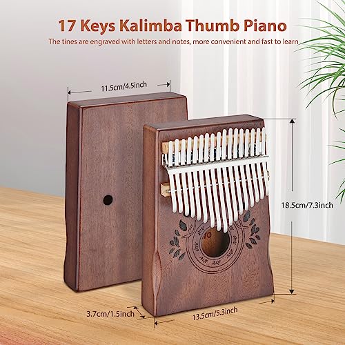 Lekato THUMB1 Kalimba 17 Keys, Solid Wood Thumb Piano Portable Mbira Finger Piano Beginners C Key thumb #3