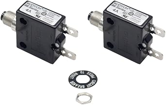 Genuine KUOYUH Circuit Breaker Thermal Overload 98 Series 4A Quick Connect Terminals 32VDC 125/250VAC 50/60Hz Push-to-Reset with Waterproof Transparent Dust Cover 2-Pack 4A