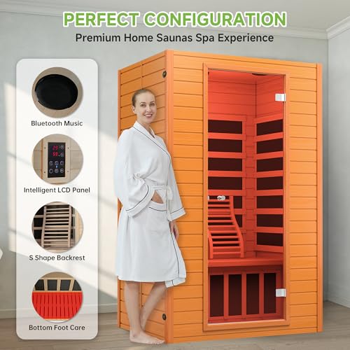Image of Real Relax Sauna 2 Person Low EMF FAR Infrared Sauna with Red Light Therapy