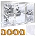 63'' x 236'' Window Insulation Kit, POF Window Sealer , with 4 Double-Sided Tape for Weatherproofing Window Insulation to Keeps Cold Air Out (63'' x 236'')