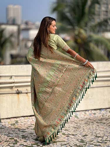 Image of Original Pashmina Kashmiri Silk Zari Woven Saree