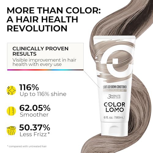 Image of COLORLOMO Color Depositing Conditioner, Semi Permanent Hair Color for Bleached, Highlighted & Color-Treated Hair, Hydrating Formula with Shea Butter & Almond Oil, 6oz-Light Ash Brown