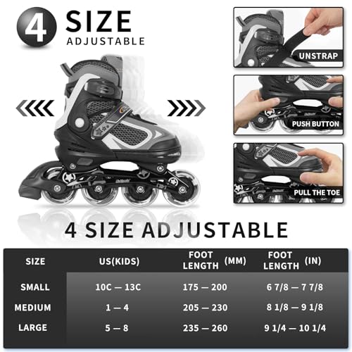 Image of Nattork Adjustable Inline Skates for Kids with Light Up Wheel, Outdoor & Indoor Illuminating Roller Skates for Girls and Boys,Beginners
