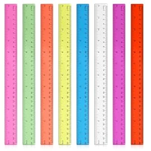 30 cm Lineal,Ymapinc 8 Stück 8 Farben Lineal Set Kunststoff Lineal 30 cm Grundschule Transparentes Ruler 12 Inch Lineal für Schulbedarf Büro Zuhause Zoll und Metrisches