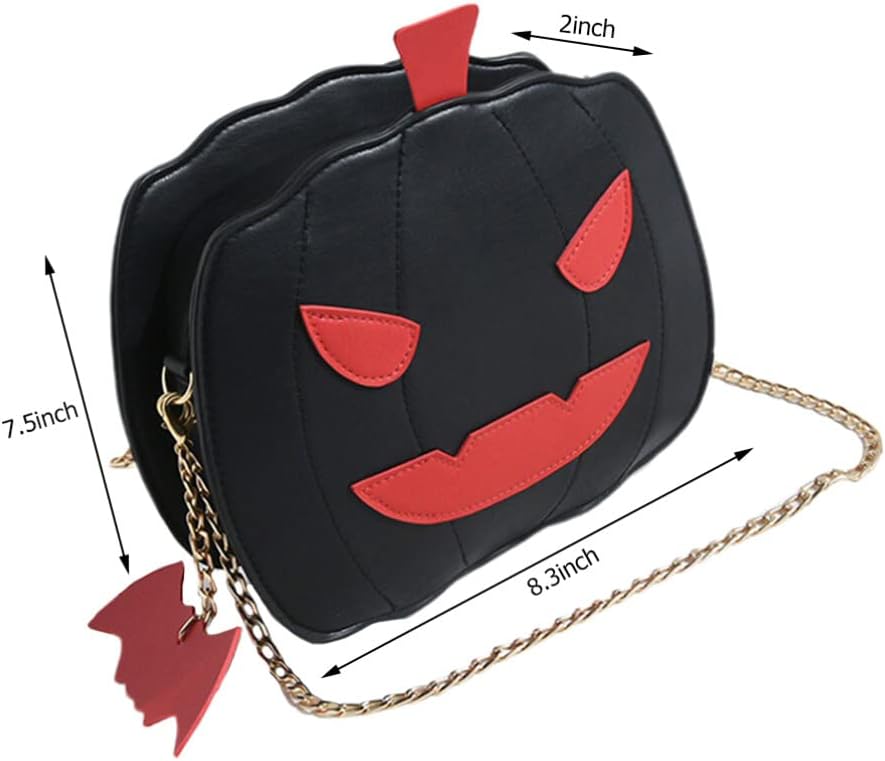 Luxshiny Pumpkin Crossbody Bag, Halloween Pumpkin Bag Halloween Shoulder BagBlack