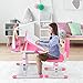 Yosoo Health Gear Multifunktionales Schreibtisch-Set für Kinder, Schreibtischstuhl mit Buchständer und Augenschutzlampe für Junior Mädchen Jungen für Zuhause, Rosa