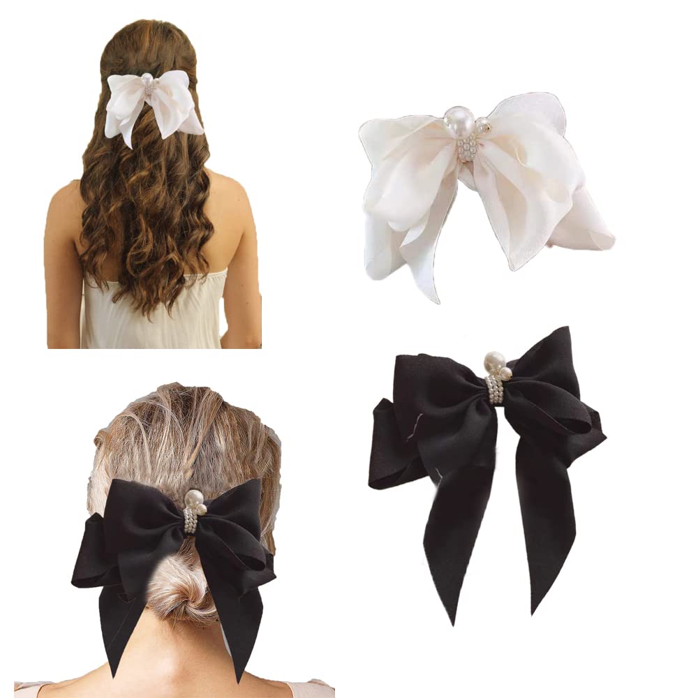 Zan Ya 2pcs/Set Women 8 Inch Big Bow Hair Clips - Korean Style Cute Cloud Bowknot Hair Barrettes (Style-1)