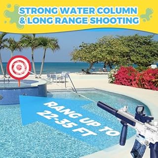 Electric Water Gun,Water Gun Toy,Squirt Gun Water Blaster up to 32 FT Long Range,Outdoor Pool Party Shooting Game Toy with 2 Batteries and 2 Water Tanks,Ideal Summer Watergun Gift for Kids & Adults.