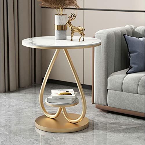 Table d'appoint à 2 niveaux avec étagères en métal pour optimiser les petits espaces