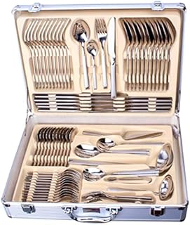 HEAVY 72 PIECE STAINLESS STEEL SILVER DETAIL SUPREME QUALITY CUTLERY CANTEEN SET