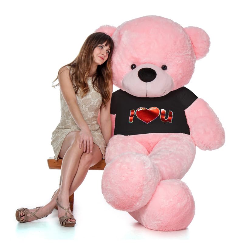 Image of RVA Soft Toy 3 Feet Stuffed Spongy Teddy Bear with I Love You Embroidery T-Shirt for Girls, Women, Birthday, Wedding, Anniversary, Valentine's Day (Pink)
