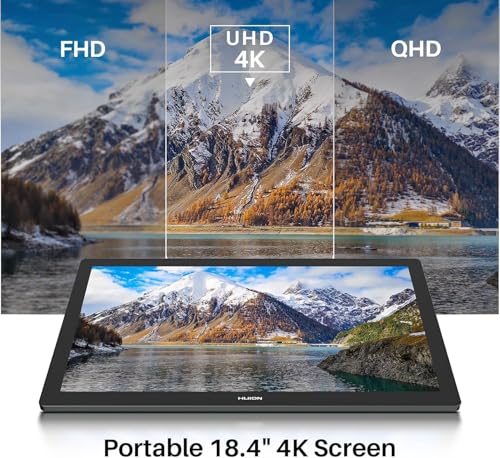 Image of HUION Kamvas Pro 19 (4K) Drawing Tablet with 18.4 inch UHD IPS Touch Display | 16384 Pressure Levels | 150% sRGB | Anti-Glare Glass | USB-C Connectivity | Integrated Stand for Designers & Animators