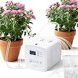 Auburet Double Pump Automatic Drip Irrigation Kit, Micro Houseplants Self Watering System, Digital Programmable Water Timer, Power Adapter or Battery Operation, for 20 Potted Plants