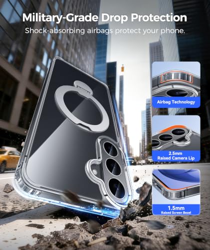 Image of FNTCASE for Samsung Galaxy S26 FE Case with 360 Spin Magnetic Stand Clear