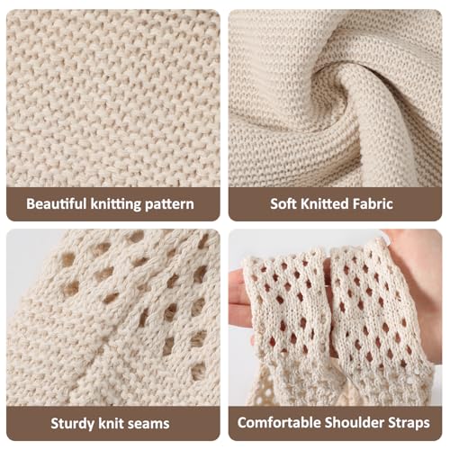 Image of Premillow Crochet Beach Tote Bags, Stylish Mesh Beach Bags Shoulder Bag for Women, Cute Summer Vacation Boho Tote Bag