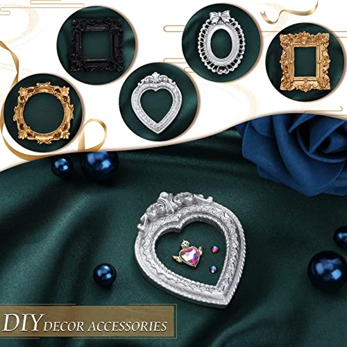 Vicenpal 25 Pieces Vintage Resin Picture Frame Antique Photo Resin Frame Mini Resin Jewelry Display Frame Photography Photo Frame Diy Small Photo Frame For Manicure Photo Home Decoration (Black, Gold, Silver) #TOP5