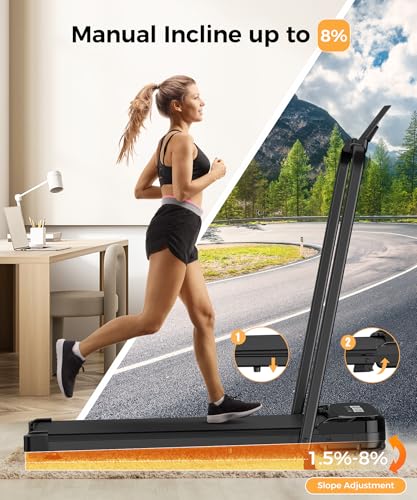 walking pad under desk treadmill walking pad with incline 2 in 1 treadmills for homeoffice compact portable foldable treadmill installation-free low noise safety lock and led display