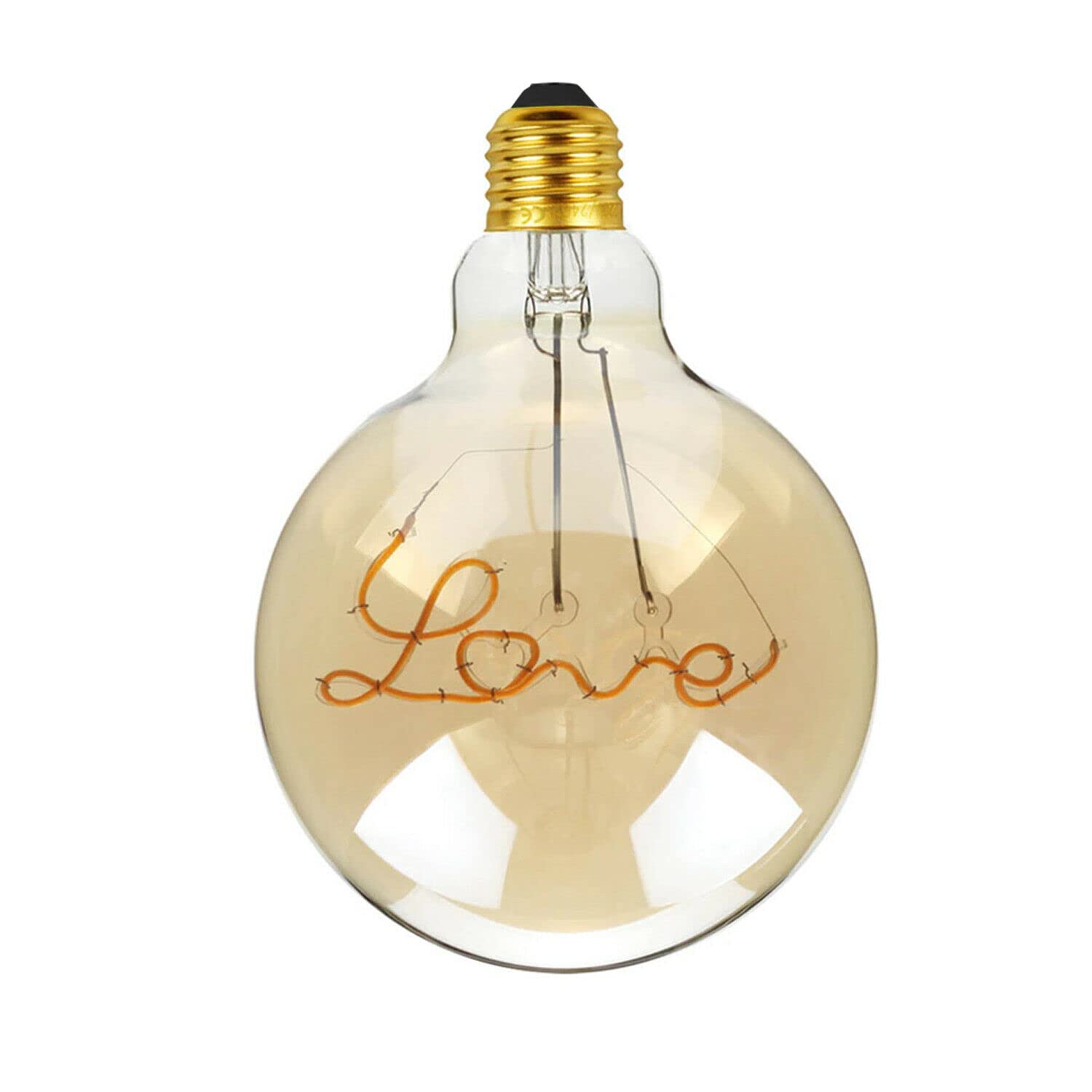 LEDSone Vintage Decorative LED E27 Bulb, Edison G125 4W Love Spiral LED Filament Screw Bulb, Non-Dimmable Warm White 2700k Amber Glass, Large Globe Retro Old Fashion Lighting Bulb - Pack of 1o