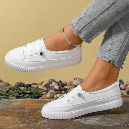 Walking Shoes Women Arch Support, Womens Non Slip Tennis Shoes Lightweight Lace Up Orthopedic Sneakers Wide Width Canvas Shoe Casual Slip On Sneakers2
