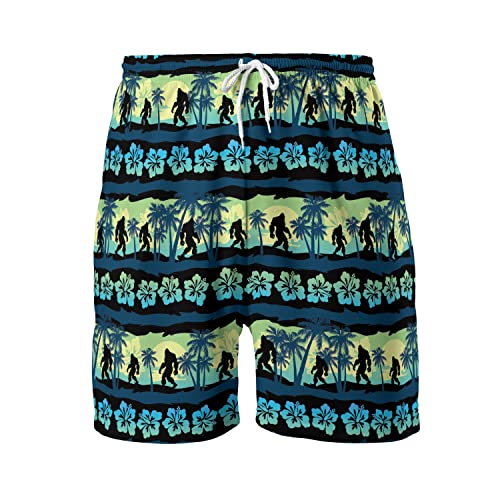 Sasquatch Men's Quick Dry - Hibiscus Palm Hawaiian Shorts for Men - Beach Shorts Swim Trunks Set 14 (TND-LN-14) Size 2XL