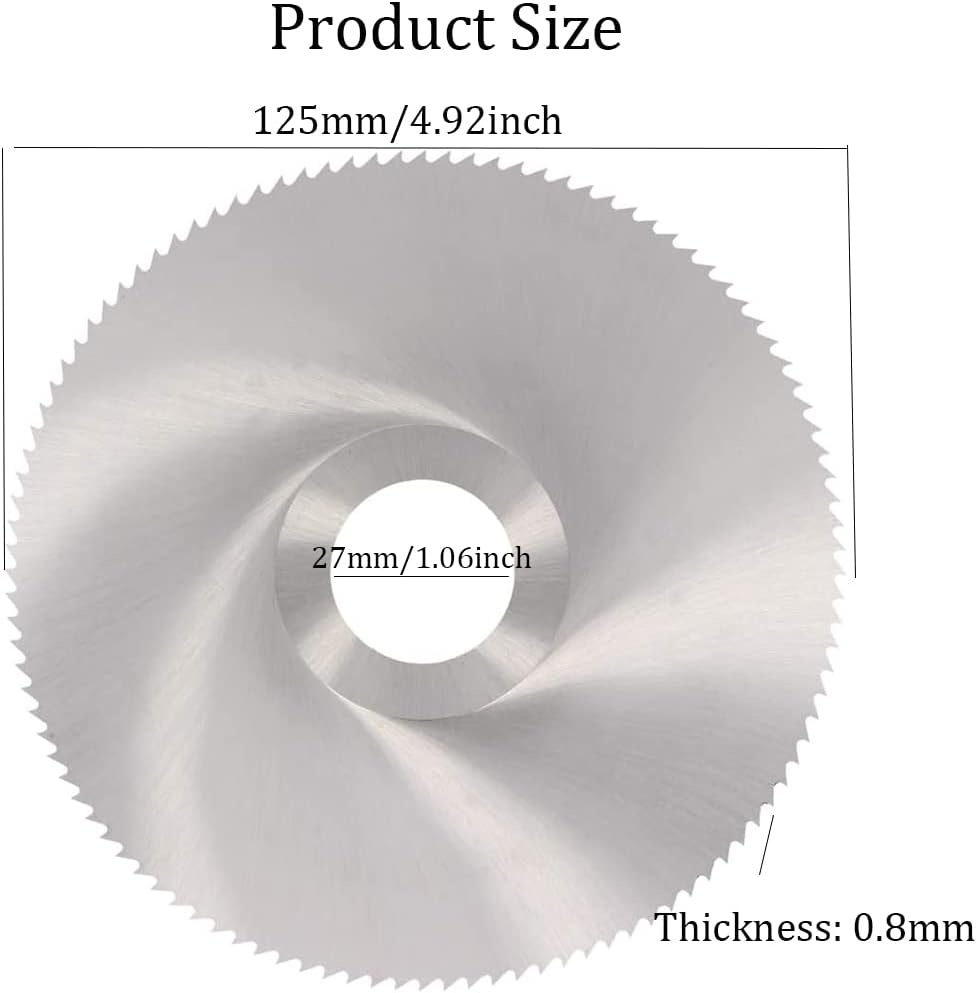 Utoolmart Circular Saw Blade 125mm x 27mm x 0.8mm 108T HSS Steel Round Slitting Saw Cutter