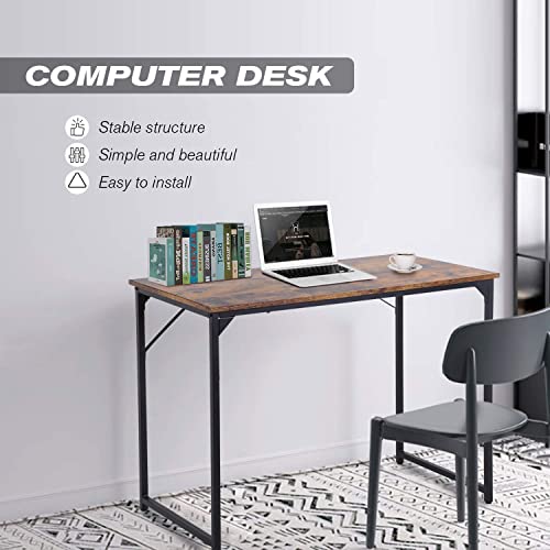 Hcb Computer Desk 47Inch Home Office Desk Writing Study Table Modern Simple Style Pc Desk With Black Metal Frame(Brown),47Inchx24Inchx29Inch #TOP6