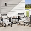 YITAHOME 5-Piece Patio Furniture Sets Wicker Furniture Set, Outdoor Conversation Sectional with Ottoman for Backyard Poolside, Garden(Black)