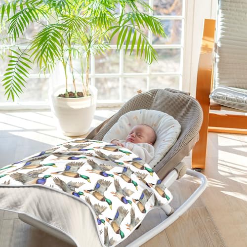 Image of Nursery Bed Blankets for Boys Girls Soft Warm Stroller Throw Blanket for Infant Toddler Kid Crib Bedding 30X40in Realistic Mallard Ducks Flying in Flight