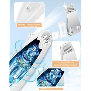 Dog Clippers for Grooming, Cordless Dog Grooming Kit for Small Dogs with LED Light, Rechargeable Low Noise Cat Hair Trimmer for Grooming Pet Hair Around Paws, Eyes, Ears, Face, Rump (White)