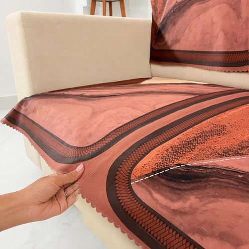 Image of Homerz Premium 'Luxe Series' Holland Velvet Sofa Cover | Smooth Finish | Anti-Skid Fleece Backing | Soft Touch Couch Protector for Living Room (Urban Dune, 2 Seater, Seat Cover with Backrest)