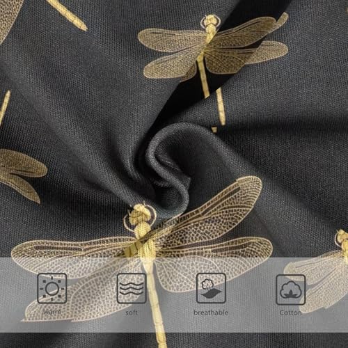 Cotton Toddler Underwear Floral Elegant Golden Dragonflies Black Cute Panties Girl Personalized Kids Undies Briefs 2t3