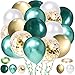 Produktbild 60 Stück Luftballons Grün White Gold Ballons, Metallischen Grüne Luftballons für Taufe Kinder Kindergarten Geburtstagsdeko Kindergeburtstag Dschungel Party Deko Safari Geburtstag Dekoration