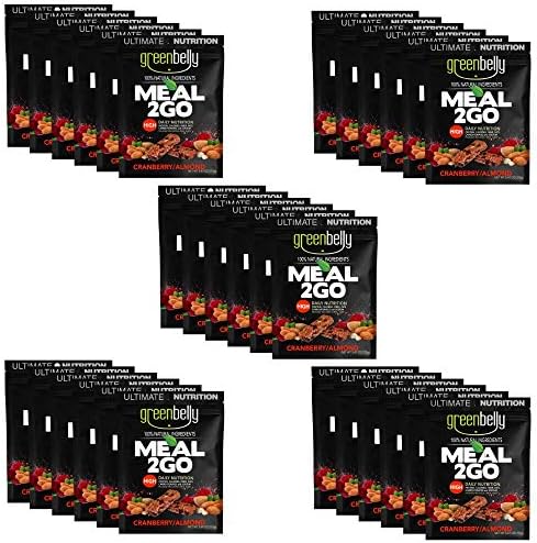 Greenbelly Backpacking Meals - Backpacking Food, Appalachian Trail Food Bars, Ultralight, Non-Cook, High-Calorie, Gluten-Free, Ready-to-Eat, All Natural Meal Bars (Cranberry Almond, 30 Meals)
