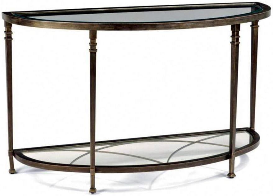 GTU Furniture Atrium Metal Round Beveled Glass Sofa/Console Table