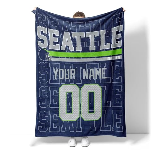 Image of ANTKING Seattle Throw Blanket for Men Women Boy Custom Name and Number Gifts