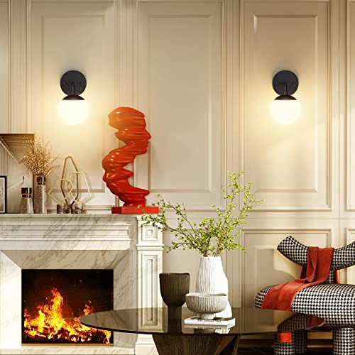Tipace Black Sconce Light 1 Light,Black Wall Sconce,Modern Globe Wall Light for Restaurant Living Room Bedside Stairs Bathroom Mirror(3000K G9 Bulb Include) by Tipace - Image 7