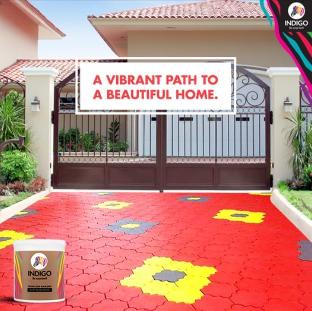 Image of Indigo Floor Coat Emulsion Platinum Series - High strength protective paint for interlock tiles, cement surfaces, walkways, driveways and terrace floors - 1 Liter Grape Brown