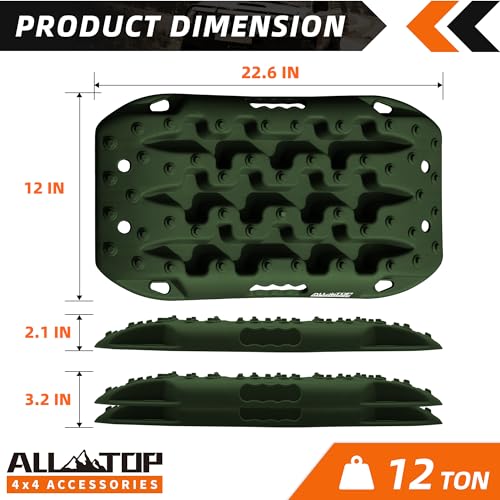 ALL-TOP Short Recovery Traction Boards, Off Road Bendable Tire Friction Tracks for Sand Mud Snow, 2PCS & Mounting Kit (3rd Gen, Army Green) by ALL-TOP - Image 2