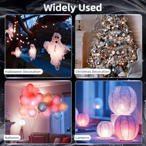 Image of LIHAO 30PCS Mini LED Lights, LED Balloon Light Up Balloons for Party Decorations, Party Lights for Paper Lanterns Birthday Party Wedding Bedroom Halloween Christmas Decoration - White