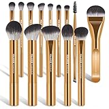 MAANGE 14-Piece Makeup Brush Set with Aluminum Ferrule- Premium Synthetic Makeup Brushes Kit Foundation Powder Brush Eye Shadow for Beginners & Professionals(Gold)