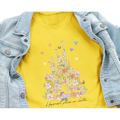 Image of Floral Castle Shirts for Girls Graphic Cute Tshirt Kids Toddler Flower Holiday Shirt Vacation Trip Tee Tops