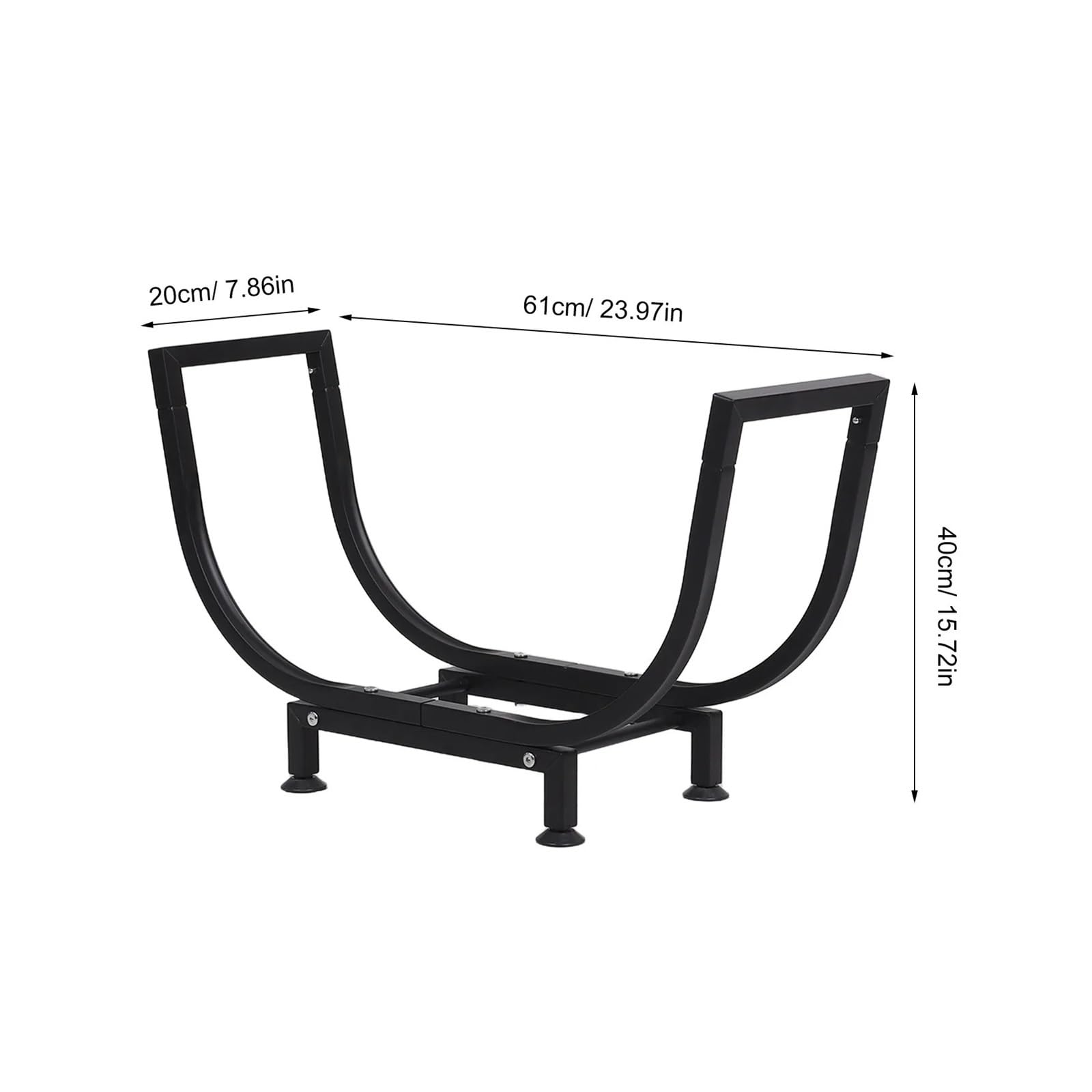 Portalegna Da Esterno Portalegna da ardere in acciaio al carbonio nero | Portalegna for camino curvo impilabile for interni ed esterni, patio, giardino