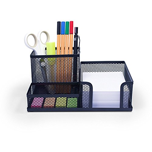 Glodenbridge Mesh-Aufbewahrungsbox für Schreibtischutensilien, Schublade, Stifthalter und Schreibwaren, Schwarz Cover