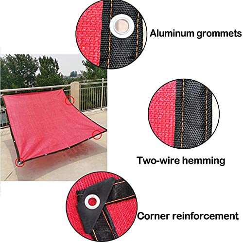Protección UV total con red de sombra roja de 10 x 10 m con ojales 7