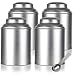 Round Stackable Tea Tin Canister Containers 5.4" each with Double Seal Lid (4 PACK) and Stainless Steel Metal Scoop Spoon + Labels, For Loose Leaf Tea, Coffee, Sugar Storage, Dried Herbs, Spices